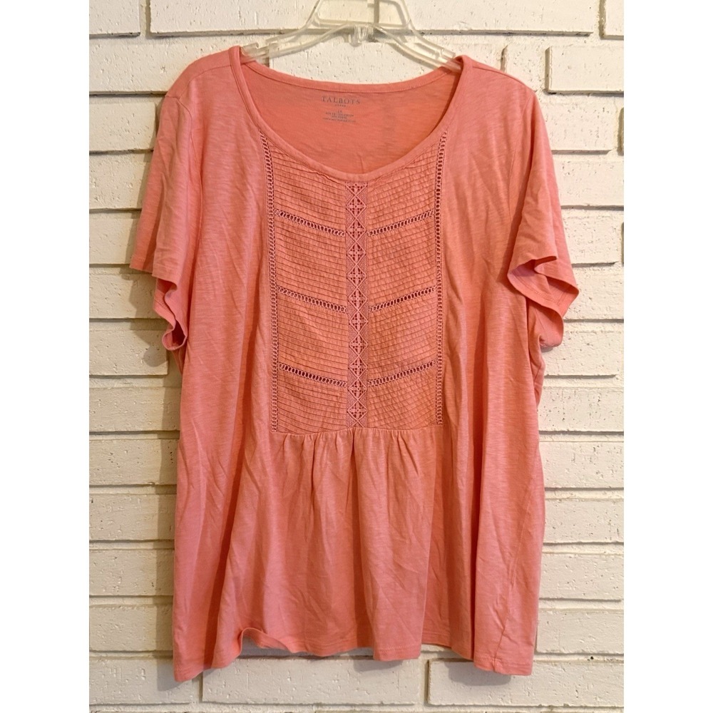 Talbots Plus Women's Casual T-Shirt 2X Pink Relaxed Stylish Comfortable